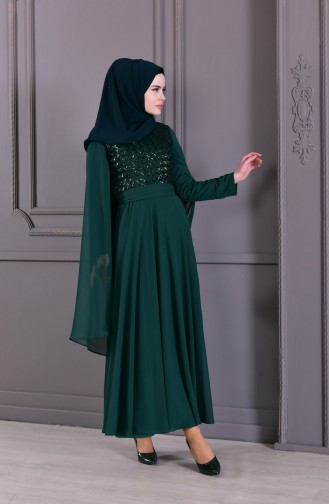 Emerald Green Hijab Evening Dress 81668-04