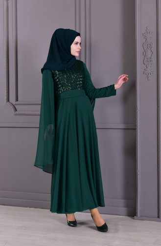 Robe de Soirée à Paillettes 81668-04 Vert emeraude 81668-04