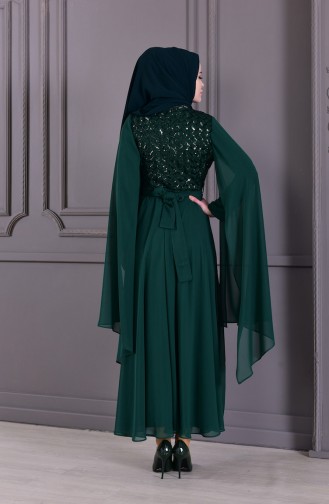 BURUN  Sequined Evening Dress 81668-04 Emerald Green 81668-04