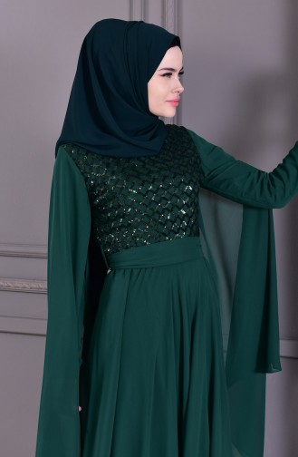 BURUN  Sequined Evening Dress 81668-04 Emerald Green 81668-04