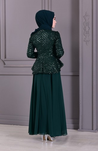 Emerald Green Hijab Evening Dress 8796-03