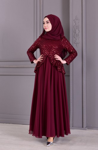 فساتين سهرة بتصميم اسلامي أحمر كلاريت 8796-04