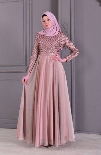 فساتين سهرة بتصميم اسلامي زهري باهت 8127-05