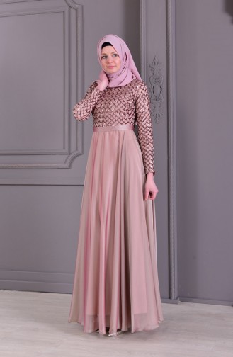 فساتين سهرة بتصميم اسلامي زهري باهت 8127-05