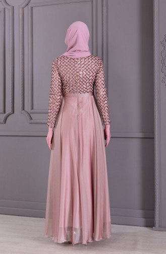Dusty Rose Hijab Evening Dress 8127-05