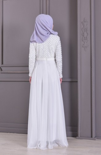 White Hijab Evening Dress 8127-07