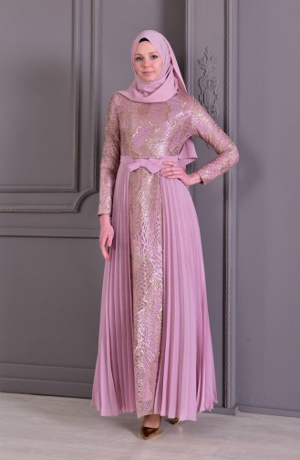 Violet Hijab Evening Dress 8384-01