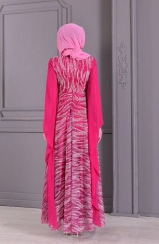 Pearls Evening Dress 8438-01 Fuchsia 8438-01