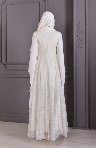 Robe de Soirée Perlées 8438-04 Ecru 8438-04