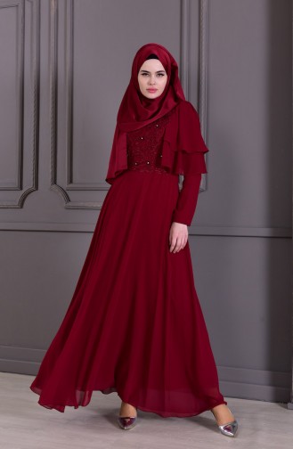 فساتين سهرة بتصميم اسلامي أحمر كلاريت 8448-03