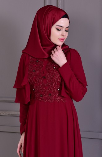 فساتين سهرة بتصميم اسلامي أحمر كلاريت 8448-03