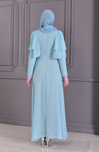 Mint Green Hijab Evening Dress 8448-06