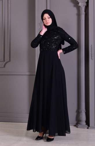 Schwarz Hijab-Abendkleider 8462-01