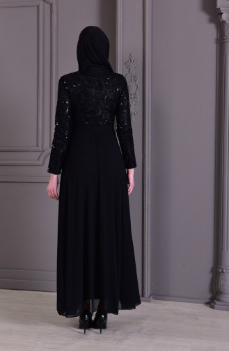 Black Hijab Evening Dress 8462-01