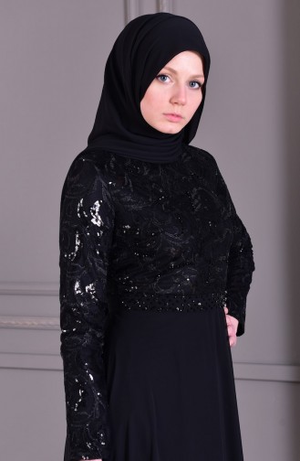 Robe de Soirée Perlées 8462-01 Noir 8462-01