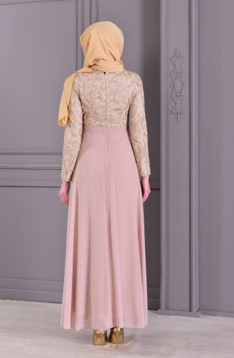 Beige Hijab Evening Dress 8462-04