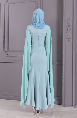 فستان سهرة بتفاصيل من الدانتيل 8487-01 لون اخضر 8487-01