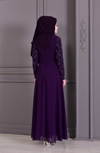 Pearls Evening Dress 8501-03 Purple 8501-03
