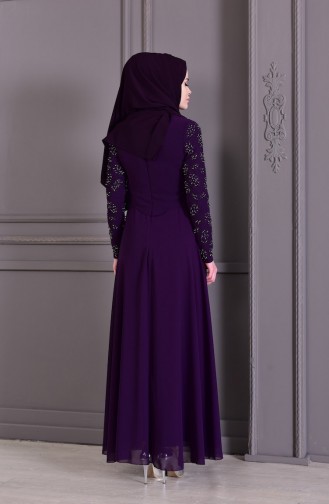 Robe de Soirée Perlées 8501-03 Pourpre 8501-03