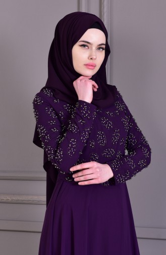 Robe de Soirée Perlées 8501-03 Pourpre 8501-03