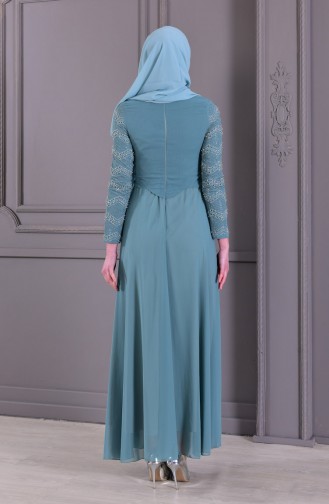 Robe de Soirée Perlées 8502-03 Vert Noisette 8502-03