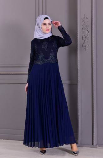 Dunkelblau Hijab-Abendkleider 8504-01