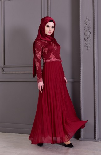 Claret red İslamitische Avondjurk 8504-03