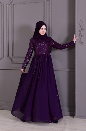 Abendkleid mit Pailletten 8545-03 Lila 8545-03