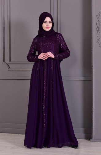 Abendkleid mit Pailletten 8545-03 Lila 8545-03