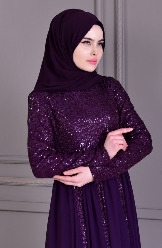 Abendkleid mit Pailletten 8545-03 Lila 8545-03