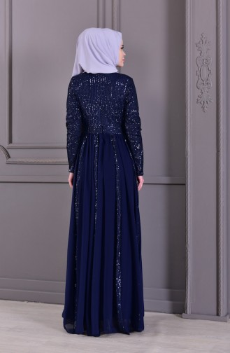 Robe de Soirée a Paillettes 8545-04 Bleu Marine 8545-04