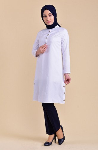 Buttons Detailed Tunic 1272-02 White 1272-02
