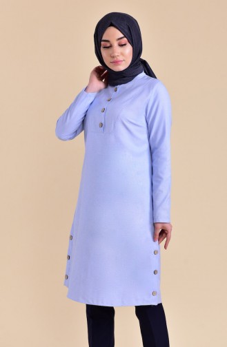 Buttons Detailed Tunic 1272-03 Baby Blue 1272-03