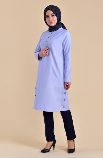 Buttons Detailed Tunic 1272-03 Baby Blue 1272-03