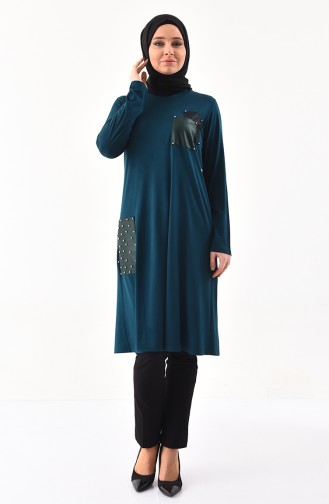 METEX Large Size Pocketed Tunic 1143-01 Petrol 1143-01