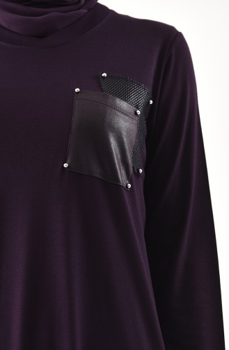 METEX Large Size Pocketed Tunic 1143-04 Purple 1143-04