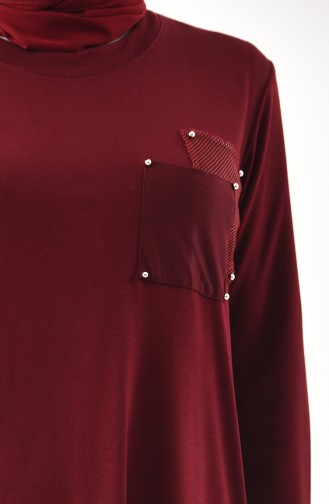 METEX Large Size Pocketed Tunic 1143-05 Claret Red 1143-05