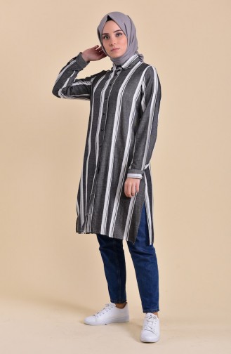 Minahill Striped Viscose Tunic 8217-02 Black 8217-02