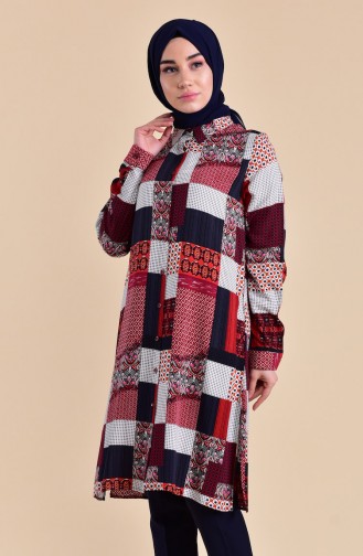 Oyya Viscose Printed Tunic 8128-04 Bordeaux 8128-04