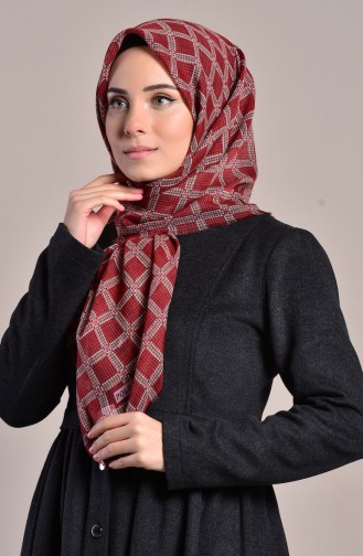 Patterned Flamed Cotton Scarf 2082-20 dark Red 2182-20