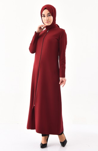 Abaya mit Reissverschluss 3046-09 Weinrot 3046-09