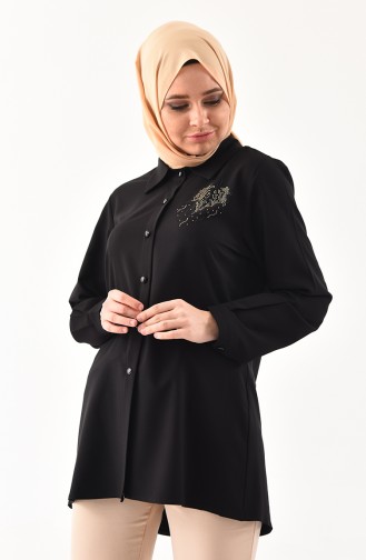 Chemise Imprimée de Pierre Grande Taille 1120-05 Noir 1120-05