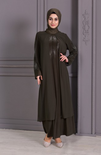 METEX Large Size Suit Looking Evening Dress 1104-04 Khaki 1104-04