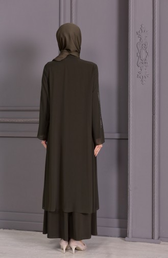 ميتيكس فستان سهرة بتصميم موصول بقطعة شيفون و بمقاسات كبيرة 1104-04 لون أخضر كاكي 1104-04