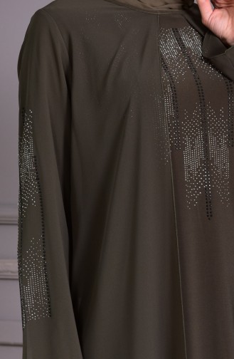 ميتيكس فستان سهرة بتصميم موصول بقطعة شيفون و بمقاسات كبيرة 1104-04 لون أخضر كاكي 1104-04