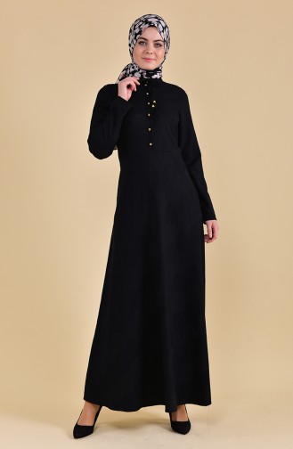 Düğmeli Elbise 8167-03 Siyah