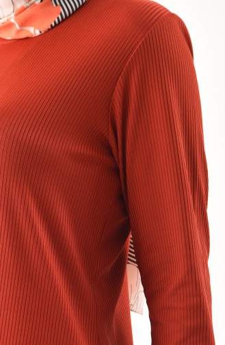 Büyük Beden Tunik Pantolon İkili Takım 1122-01 Kiremit