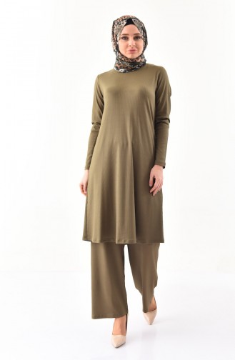 Büyük Beden Tunik Pantolon İkili Takım 1122-03 Haki