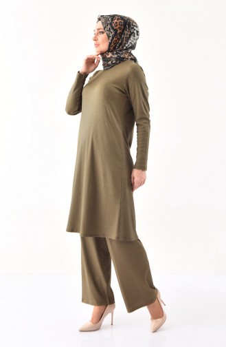 Büyük Beden Tunik Pantolon İkili Takım 1122-03 Haki