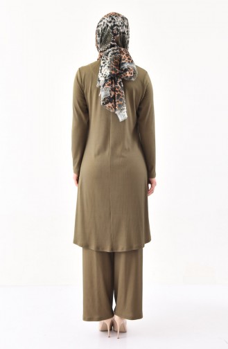 Büyük Beden Tunik Pantolon İkili Takım 1122-03 Haki